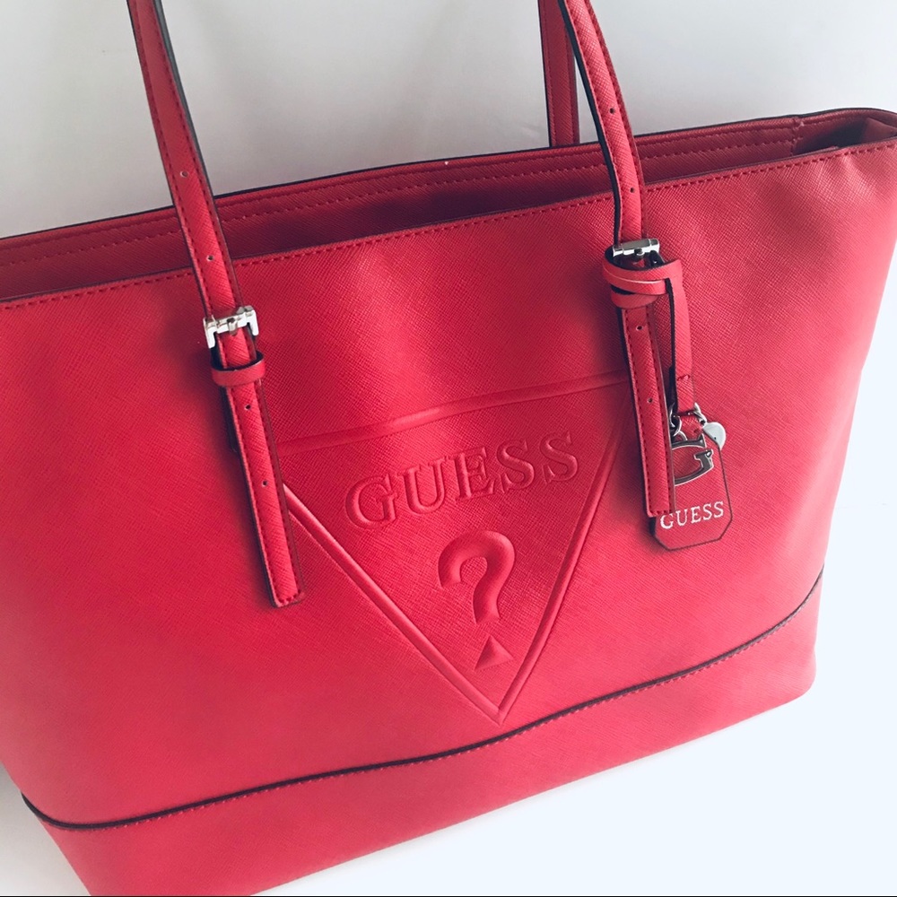 GUESS PEAK TOTE SHOULDER BAG RED